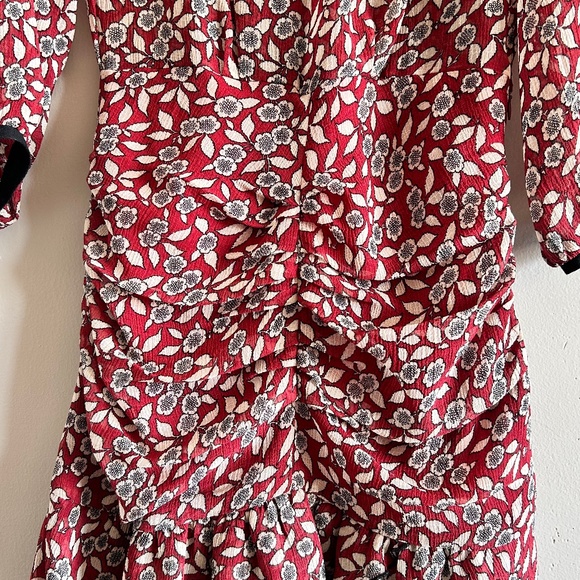 BA&SH Billy Ruched Floral Dress | Bordeaux | Size US 6 | Good Condition 🌸💕 - Picture 11 of 16